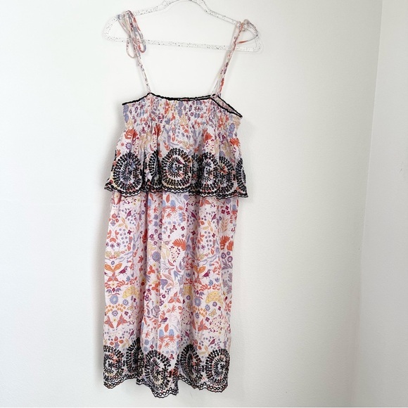 Anthropologie Samsa Embroidered Floral SunDress Beachy Boho Antik Batik Size M - Picture 4 of 10